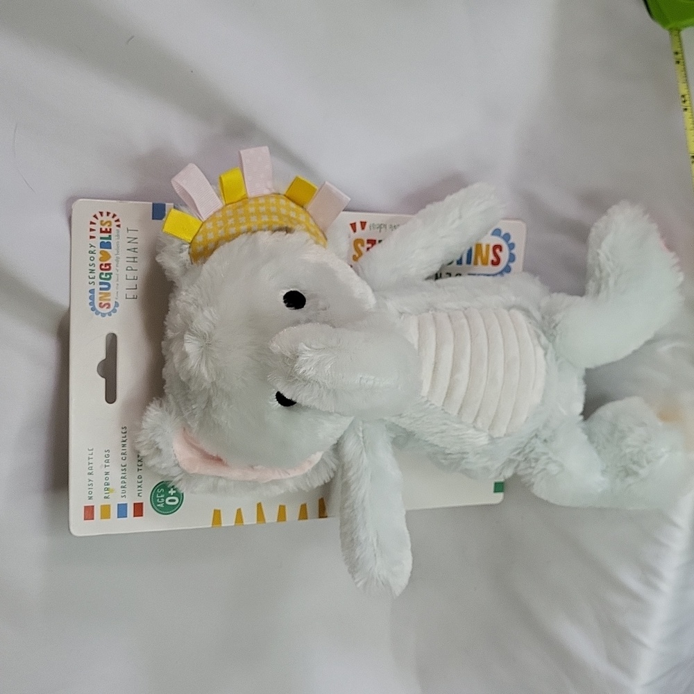 Snuggables Sensory Elephant Plush Rattle Crinkle Toy New With Tag 12"